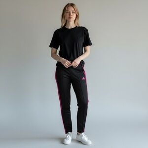 Adidas Black and Pink Climate Cool Athletic Pant